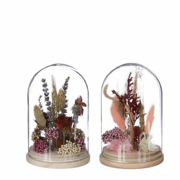 Stolp met droogbloemen 2 assortie - Ø10 h.16 cm - pink/burgundy