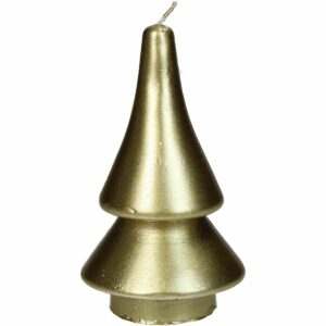 Candle Xmas Tree Wax Gold 7.5x7.5x14cm