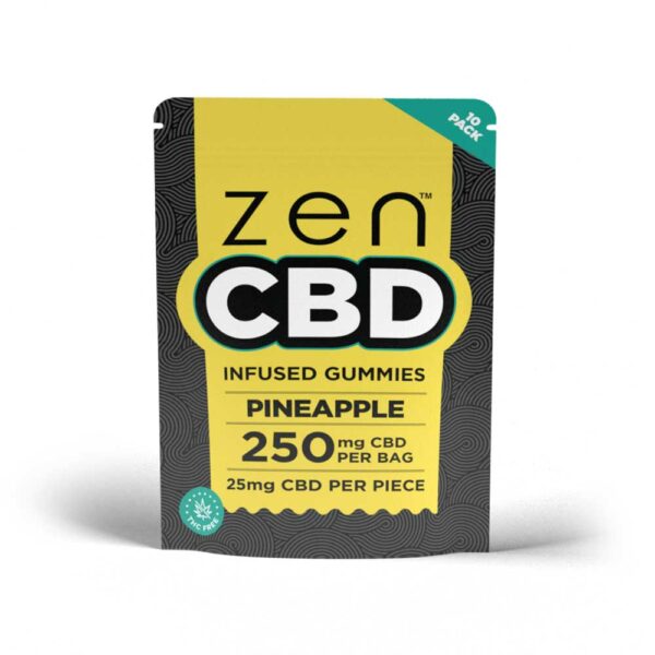 ZenCBD Pineapple Gummies - 250mg Per Bag